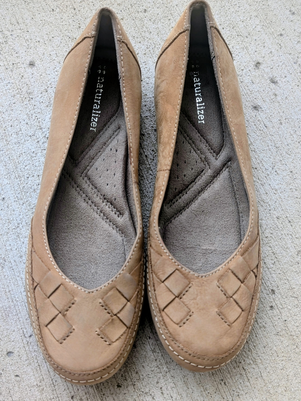 Naturalizer Women's Tan Woven Leather Slip-On Flats